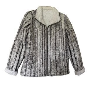 The North Face Jacket Fleece Lined Relaxed Fit Mossbud Swirl White Gray Womens M